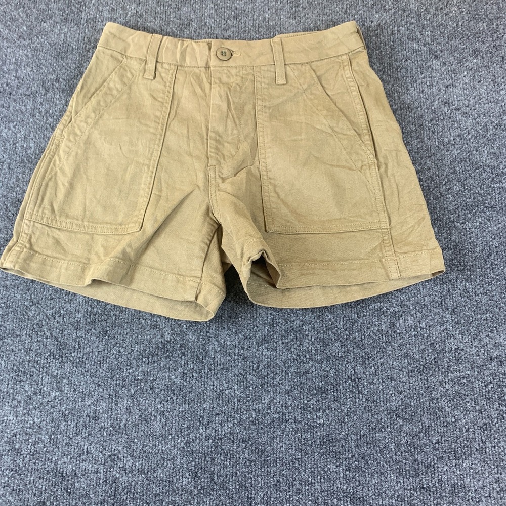 AMO Chino Shorts Womens 27 tagged 24 Beige Flat Front Utility Slash Pocket